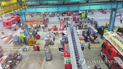 일본 소방차 제조업체 '모리타' 공장 [연합뉴스]